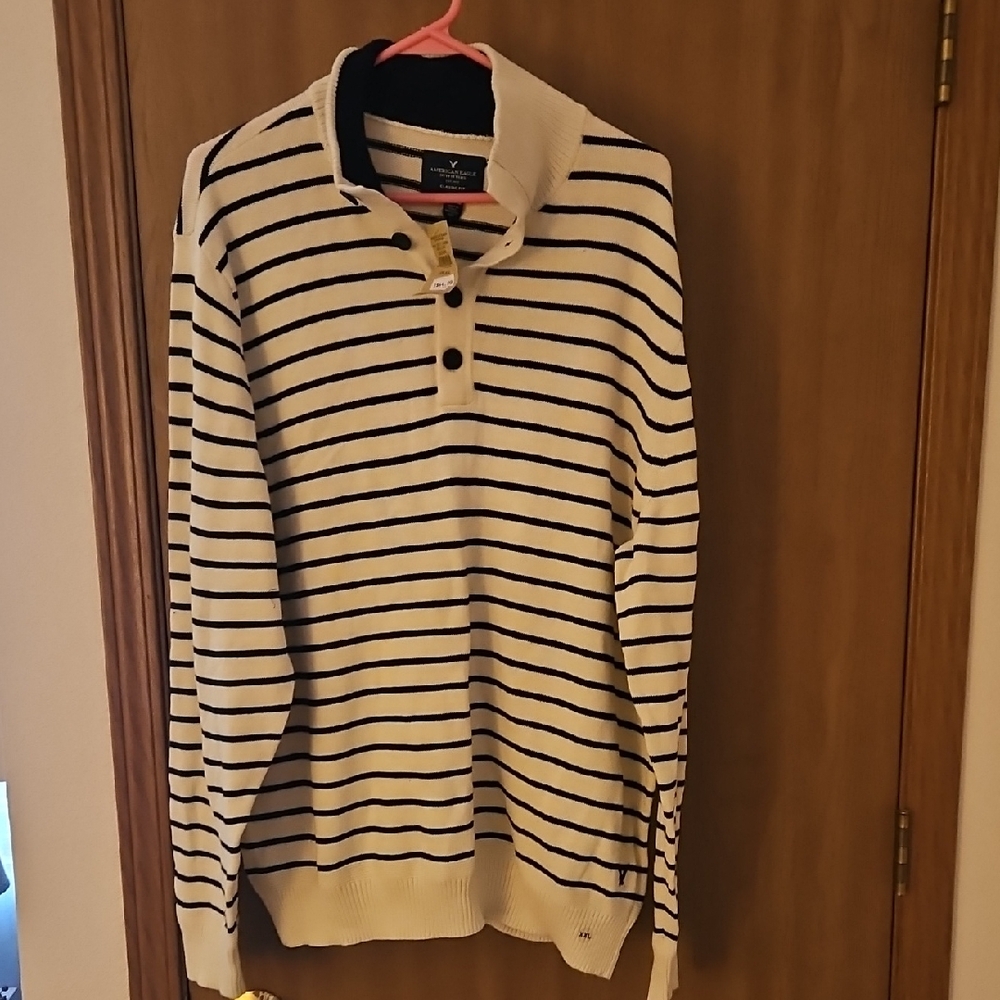 American Eagle Outfitters Cream and Black Cowl Neck Sweater
